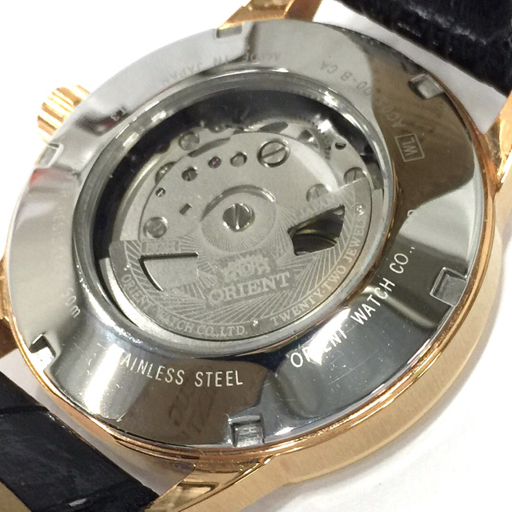 オリエント 腕時計 AC05-D0-B ラウンド デイト Water Resistant 黒文字盤 GD金具 裏スケ 自動巻き メンズ 稼働