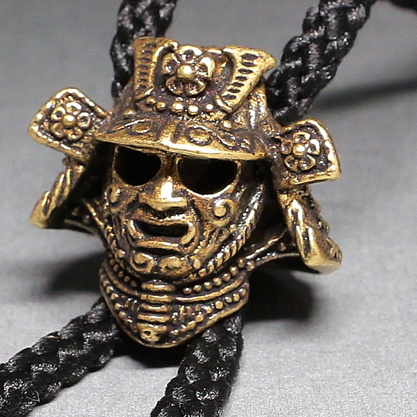 銅細エ紐留め具/武将兜侍/根付/締具/