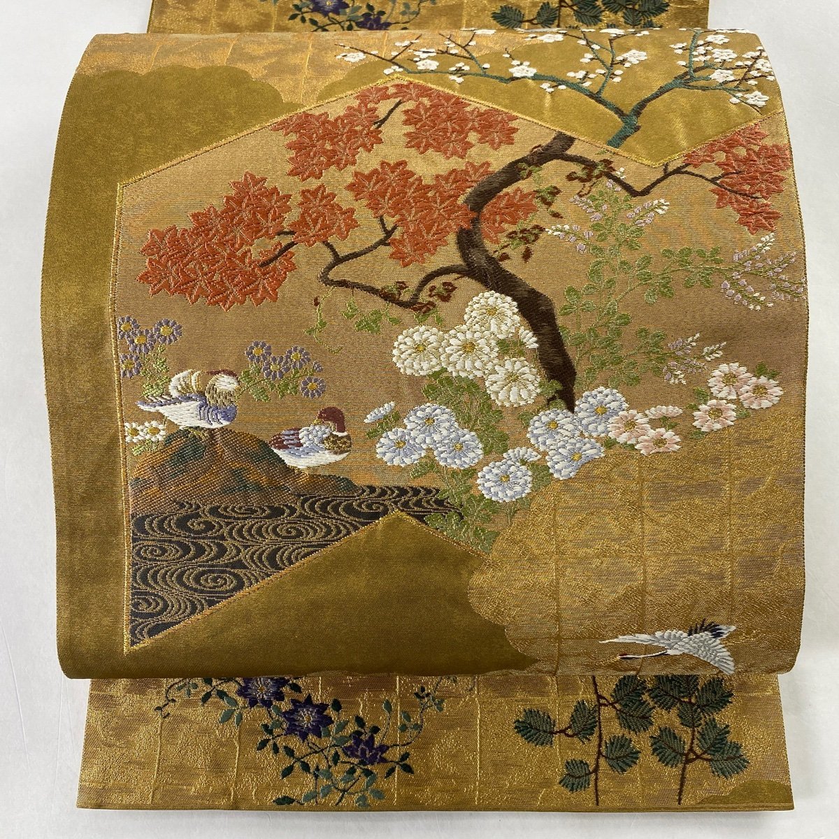 花美人□六通柄袋帯 唐織 吉祥花文 金銀糸 逸品 ic4165