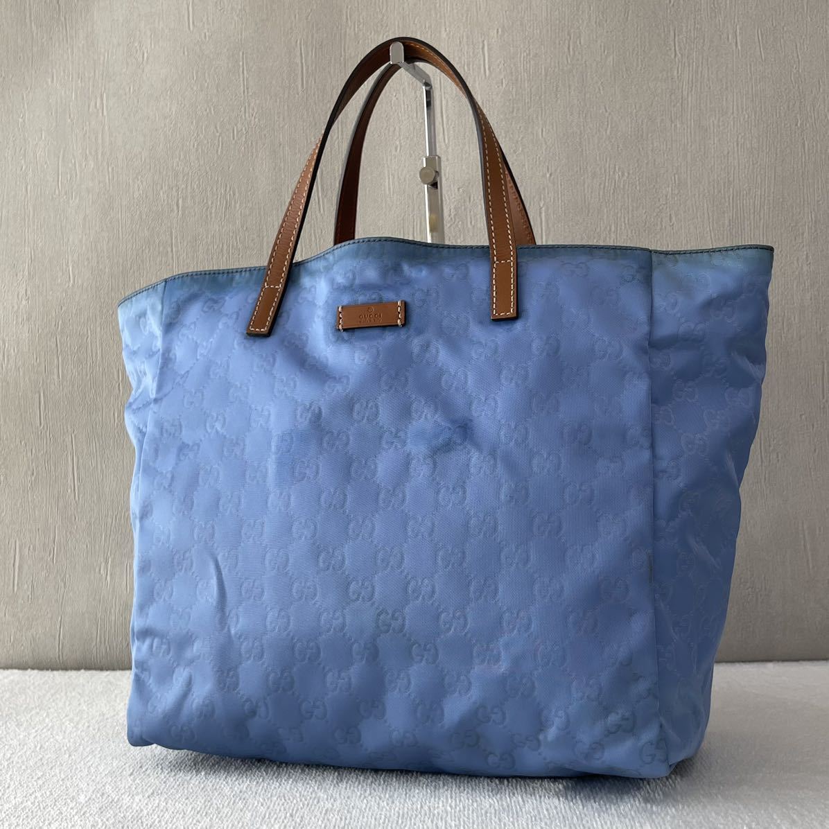 1円 ◎ GUCCI グッチ GG柄 トートバッグ ナイロン×レザー 肩掛けかばん 