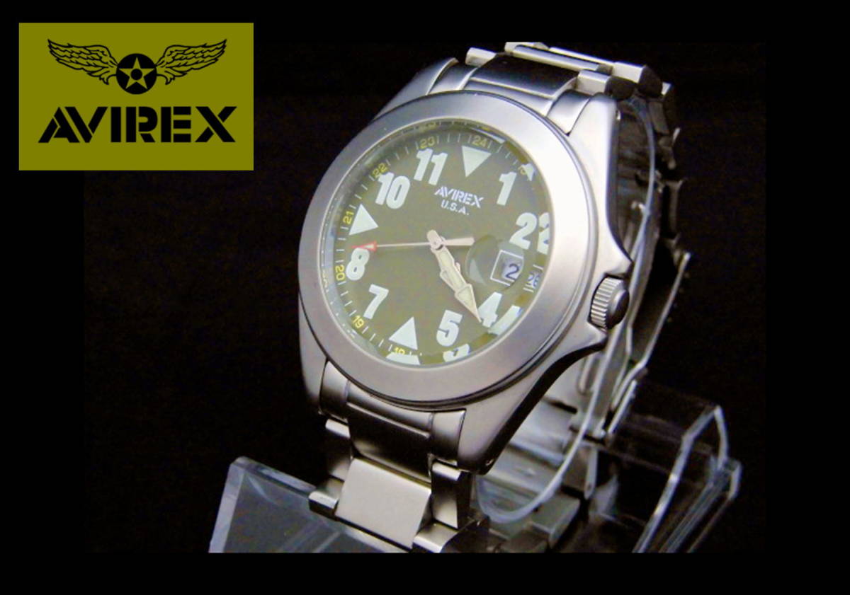 ☆☆ AVIREX アビレックス アナログ腕時計 ミリタリー 美品 USED 電池交換済み ☆☆