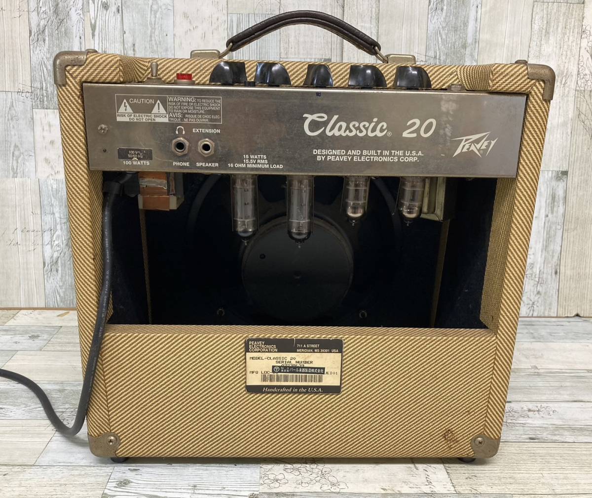 セール，得価 斉吉1125 １円オークション お値打ち PEAVEY ピービー 真空管ギターアンプ CLASSIC 20 通電確認済み 汚れあり 音響機器 ライブ スピーカー