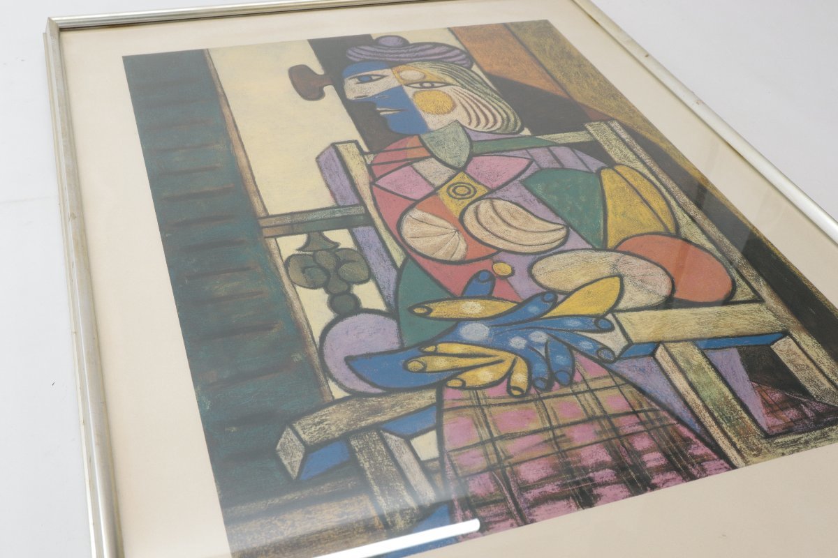 パブロ ピカソ 窓辺に座る女 3015/5000 複製画 絵画 額77×53.5