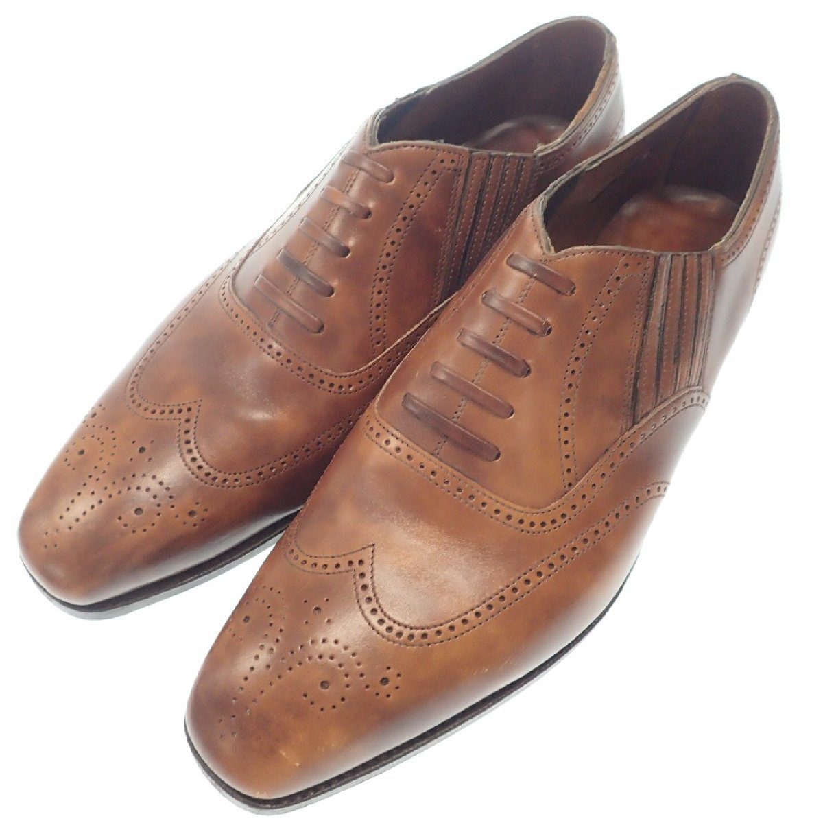 中古◆アンソニー クレバリー レザーシューズ チャーチル サイドエラスティック メンズ 7 茶系 Anthony Cleverley Churchill【LA】