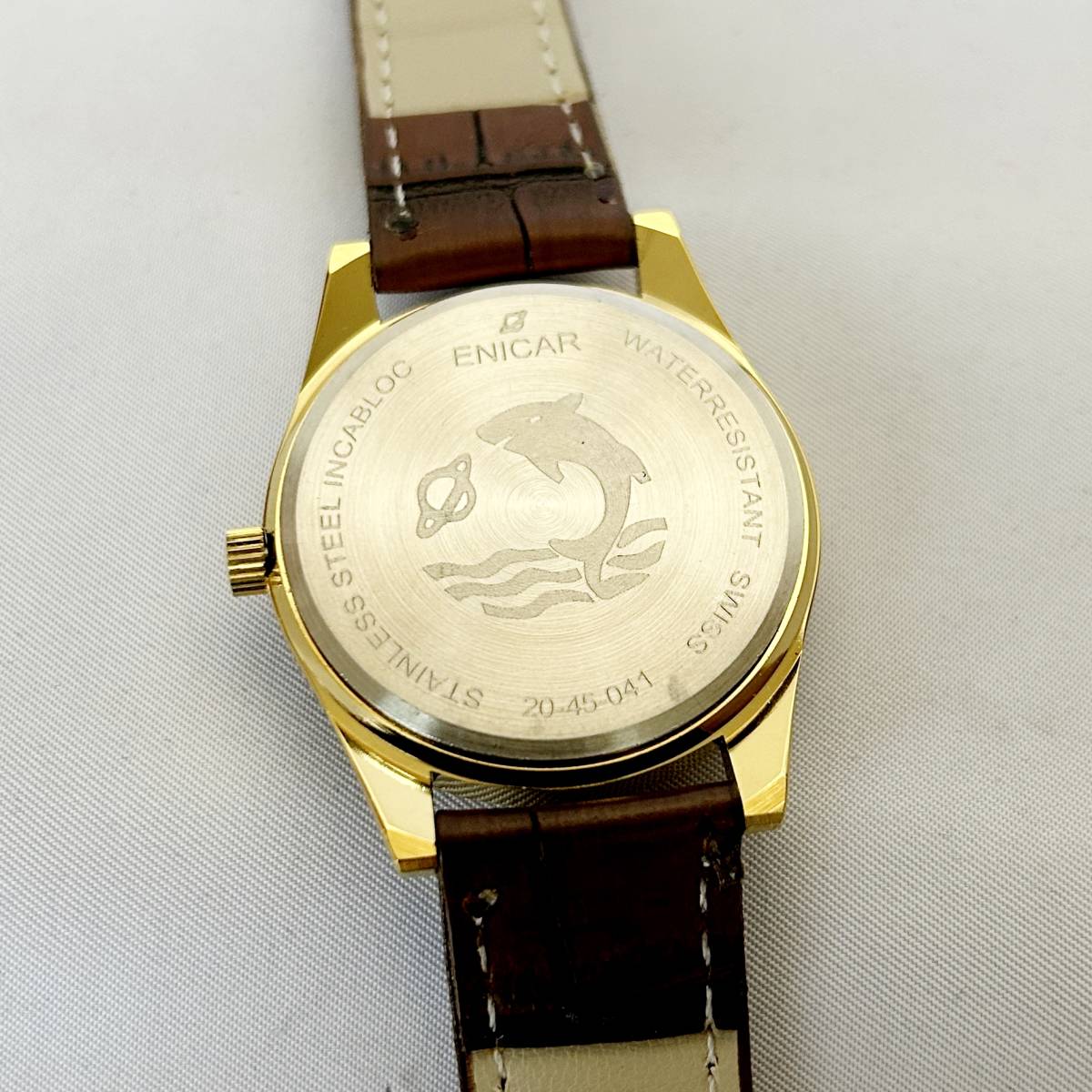 スイス品質】ENICAR エニカ メンズ腕時計 手巻機械式 36mm レッド 