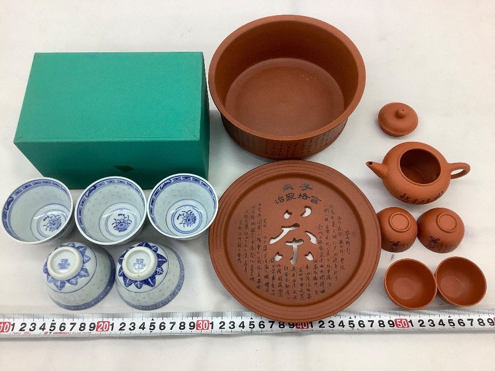 中国雑貨まとめ/堆朱盆/茶器/健身球/恵山泥人/七宝焼小物入れ/寿山石 
