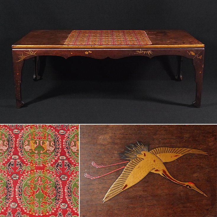 美術品・アンティーク・コレクション 大正時代初期 鶴 漆 金の絵付け