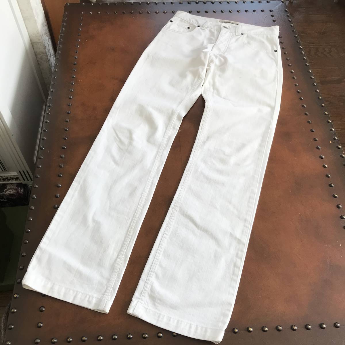 ★　バレンシアガ　ホワイトデニム デニム 白　B刺繍　パンツ　46 メンズ★