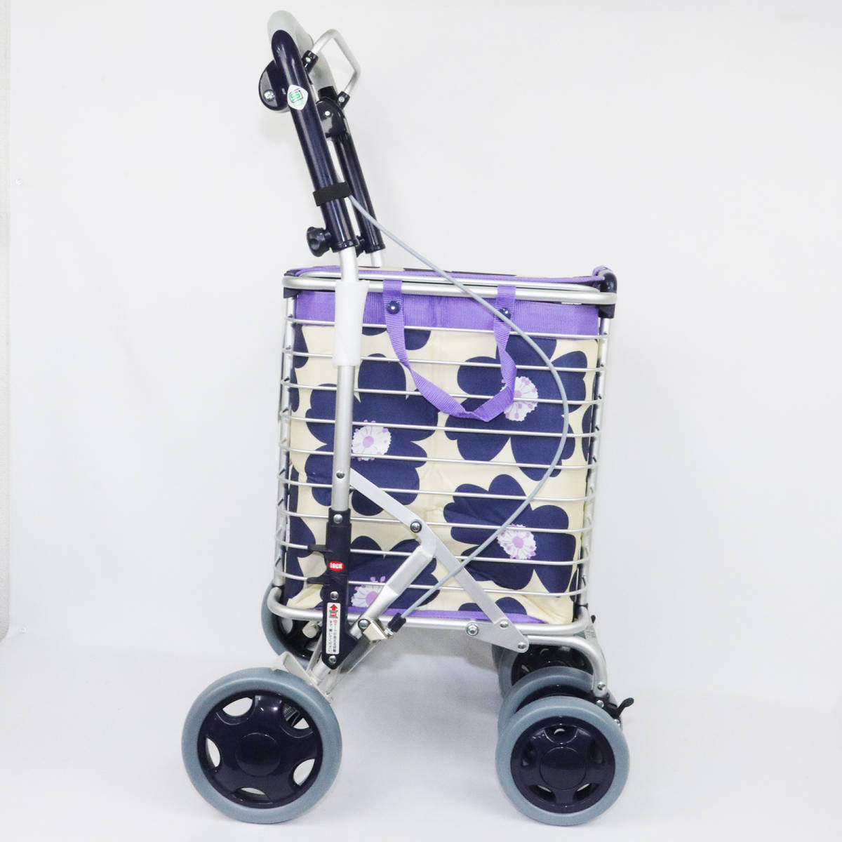 ユーバ産業 アルミワイヤーショッピングカート シルバーカー 花柄