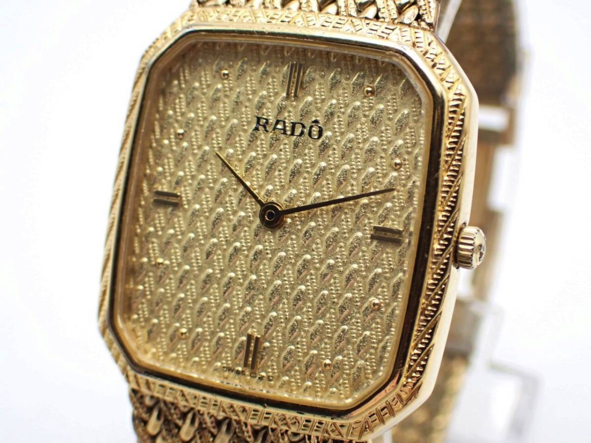 1円～☆稼働品☆RADO ラドー 121.3588.2 スクエア ゴールドカラー