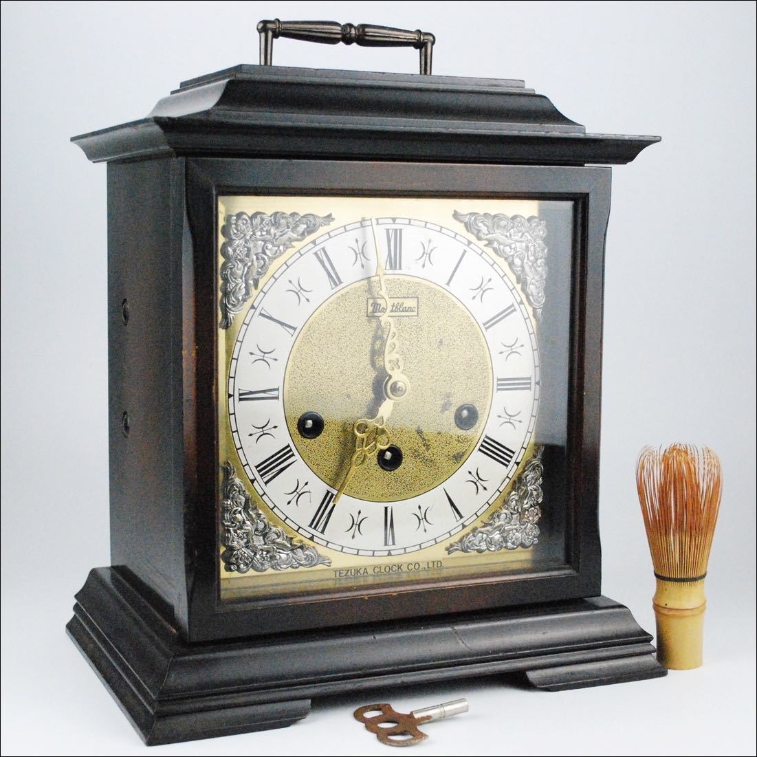 当時物　置き時計　 昭和レトロ　ゼンマイ式　モンブラン Montblanc モンブラン ゼンマイ式 時計 置時計 TEZUKA CLOCK 手塚時計