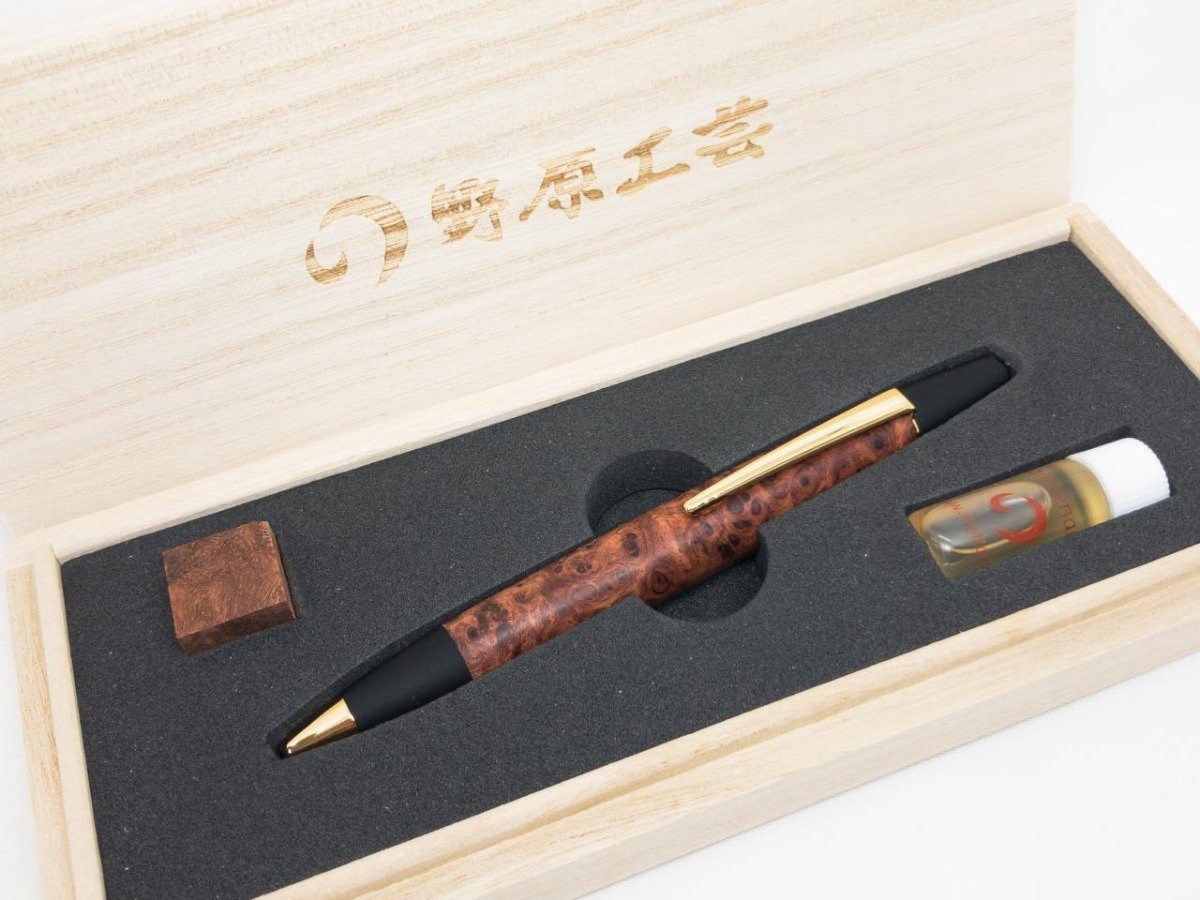 ▽ 【野原工芸 限定品・特上花梨瘤 ロータリーボールペン】001-02305