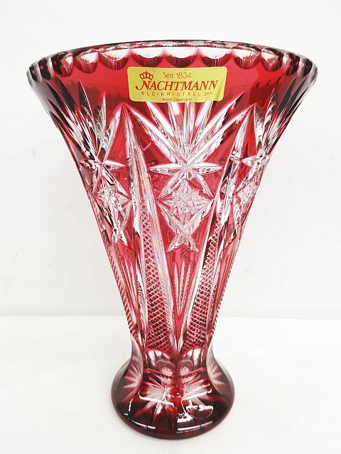 良品 Nachtmann ナハトマン 花瓶 フラワーベース 花瓶 切子 クリスタル 