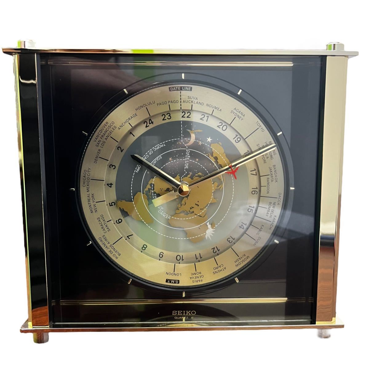 【美品】SEIKO ワールドタイム 置時計 QZ210G 日本製　1980年代 美品】SEIKO ワールドタイム 置時計 QZ210G 日本製 1980年代 Yahoo