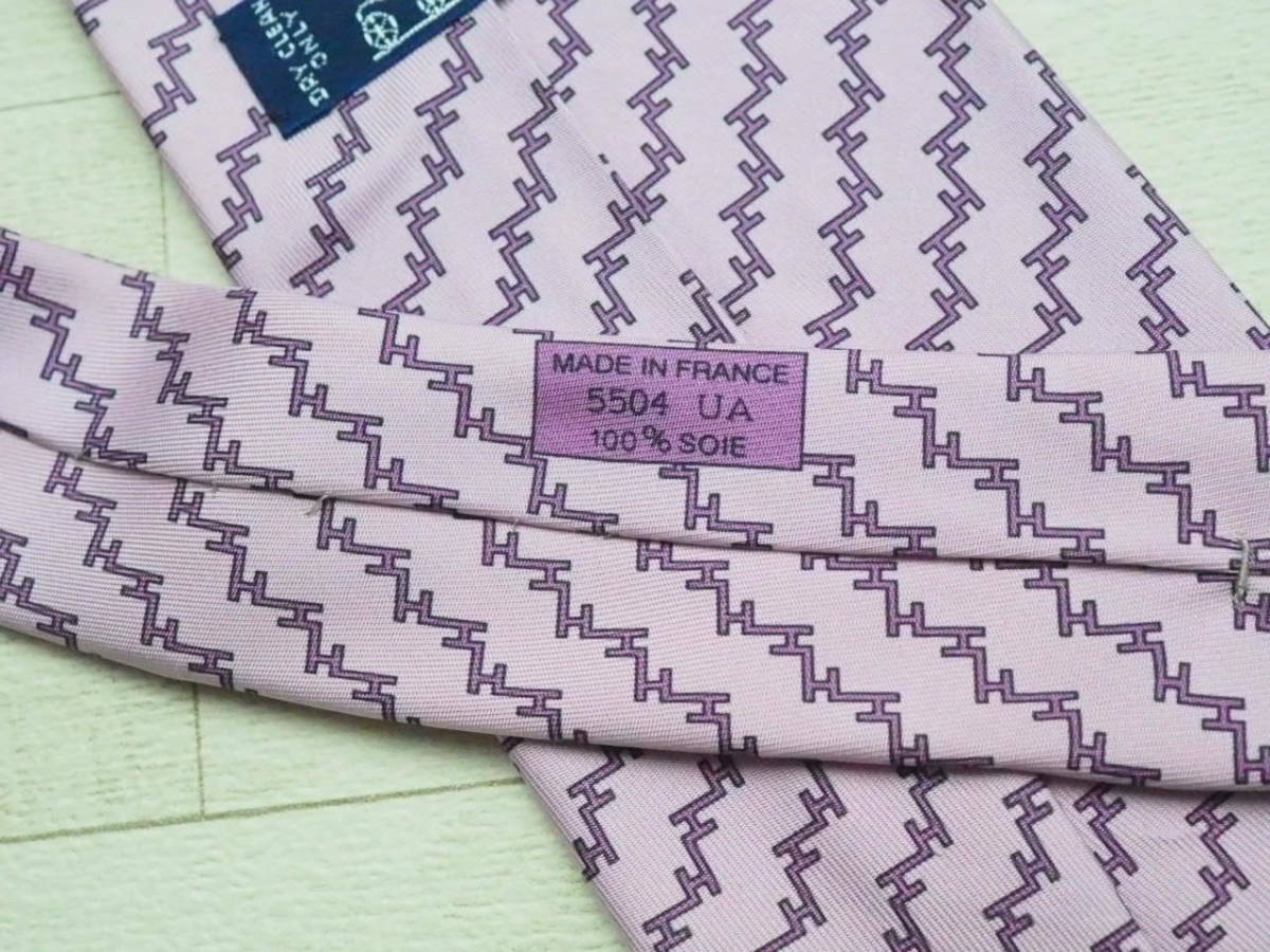 美品【HERMES エルメス】フランス製 幾何学ストライプ Hロゴ総柄 