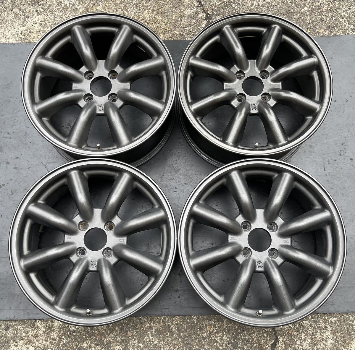 希少 ワタナベ エイトスポーク F8F 16×7J 4H100 +40 中古品 4本 直接の受け渡し可能 ワタナベ エイトスポーク 4本 +40 4H-100 4hの中古品・新品