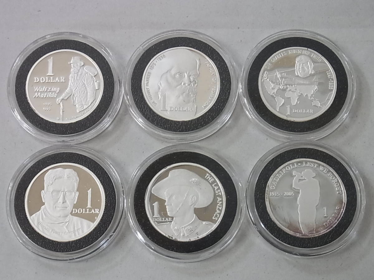 150526H76-0601H-A6□オーストラリア□1ドル プルーフ銀貨 6枚セット 1995／1996／1997／