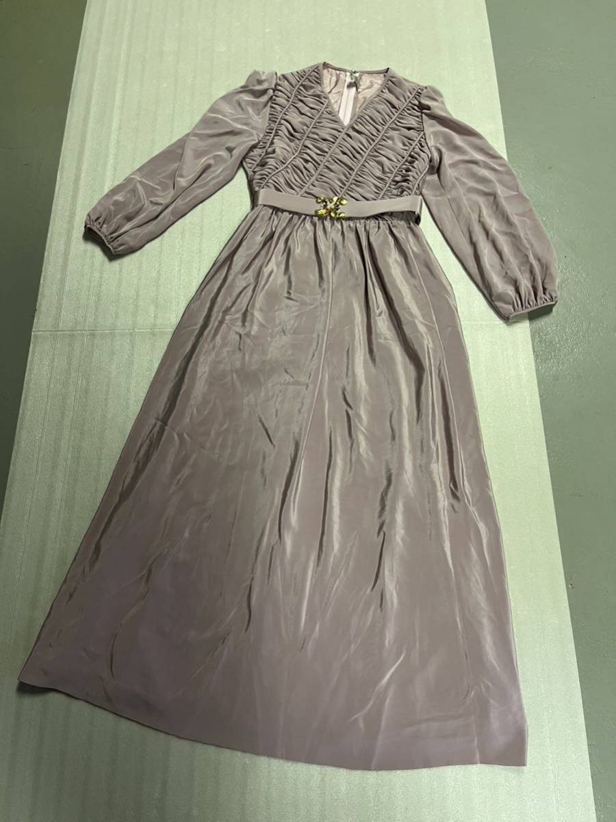 Servir TOKYO/ 新品タグ付き◆発表会演奏会司会パーティ二次会/舞台◆薄いピンクパープル/シャーリング/ロングドレス/日本製