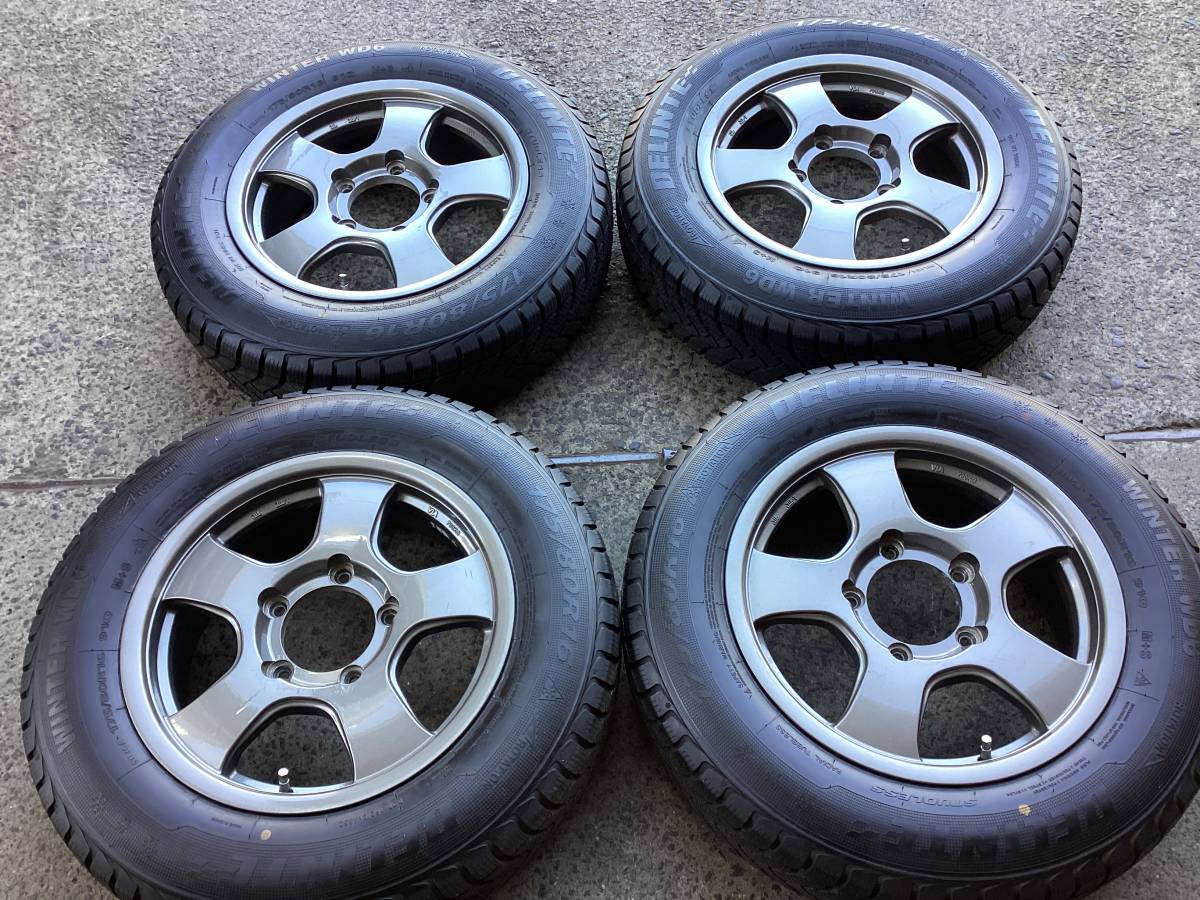 M6178 ジムニーに！ ガンメタ 16インチアルミ＆175/80R16 バリミゾ スタッドレスタイヤ4本セット☆彡