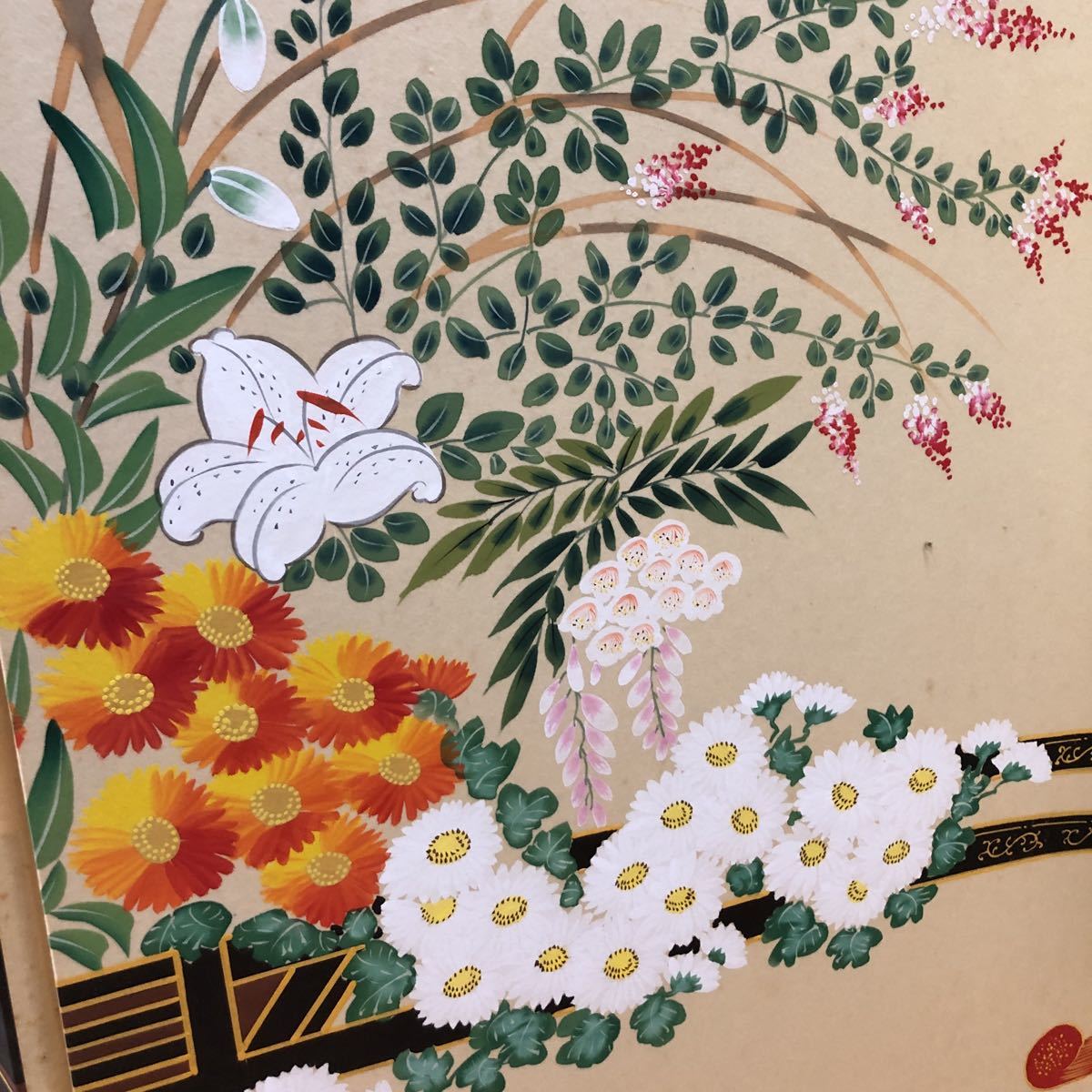 AI2086 屏風 日本画 絵画 衝立 パーテーション 高さ92㎝ 最大幅約184 