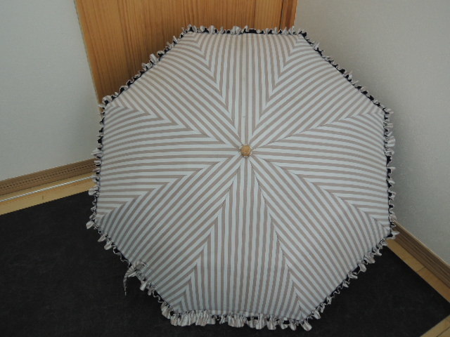 ご*ん様 SUN BARRIER 100 ストライプ日傘 2段折 コンパクト