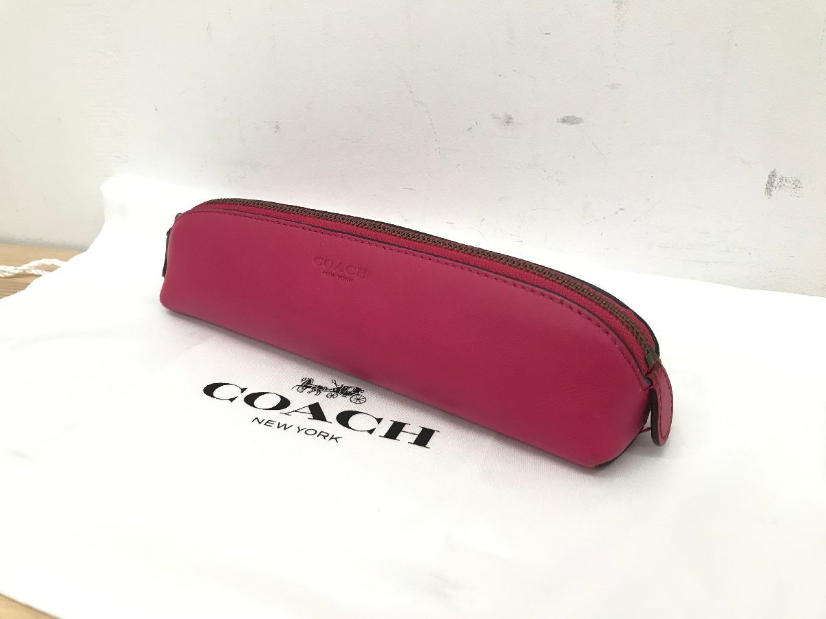 COACH ブランド ペンケース 筆箱 ピンク レザー コーチ ペンシルケース