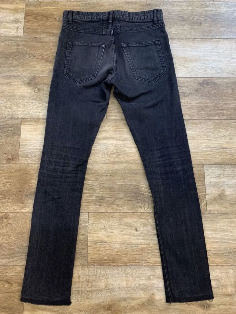 15SS サンローランパリ ニーホールブラックデニム スキニーパンツ  