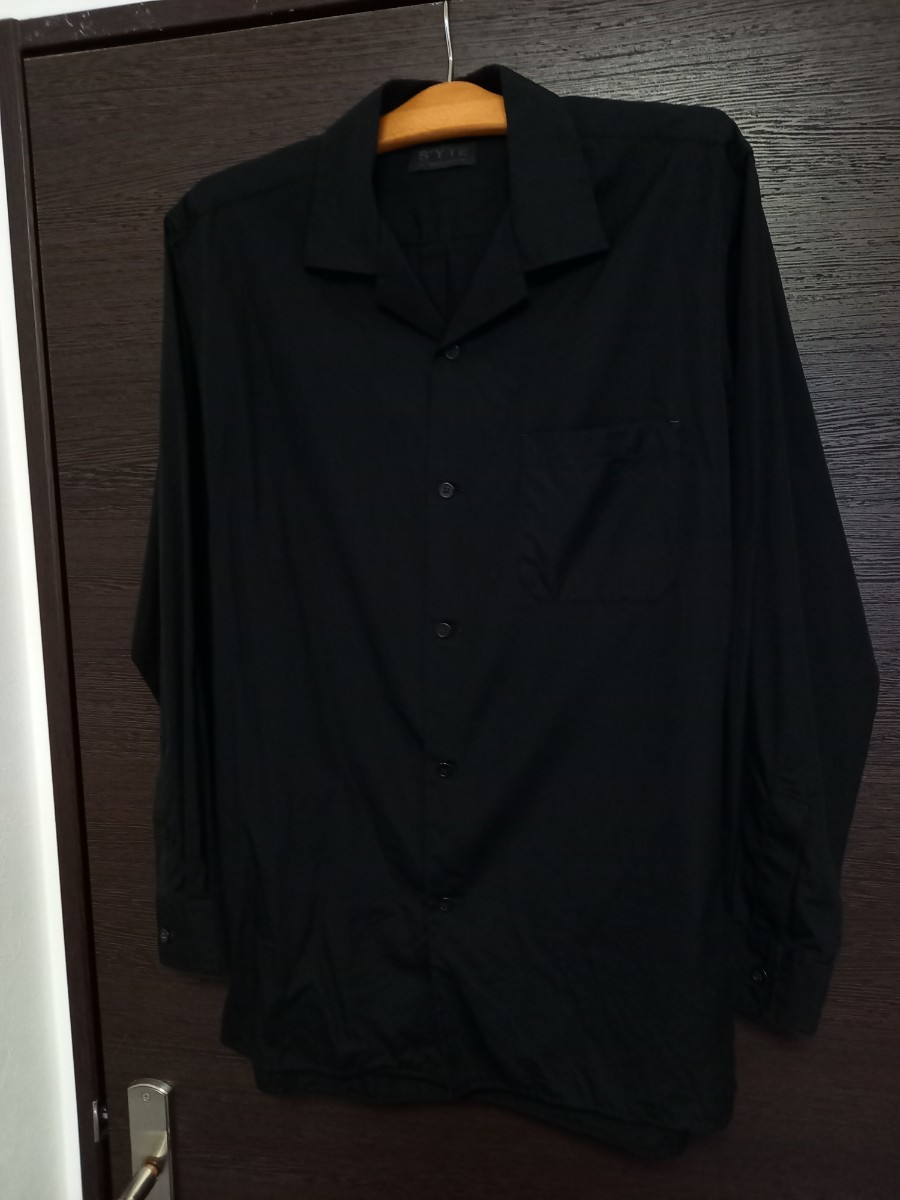 YOHJI YAMAMOTO ヨウジ　ヤマモト Syte ブラック　オープンカラー　長袖　開襟　シャツ サイズ3 　L相当　Y's　グランドY　黒　人気　完売