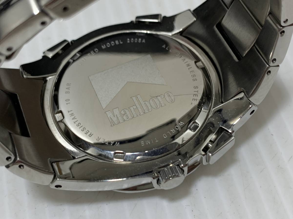 25012☆Marlboro マルボロ 2005A WARLD TIME Chronograph W.R.10 BAR 