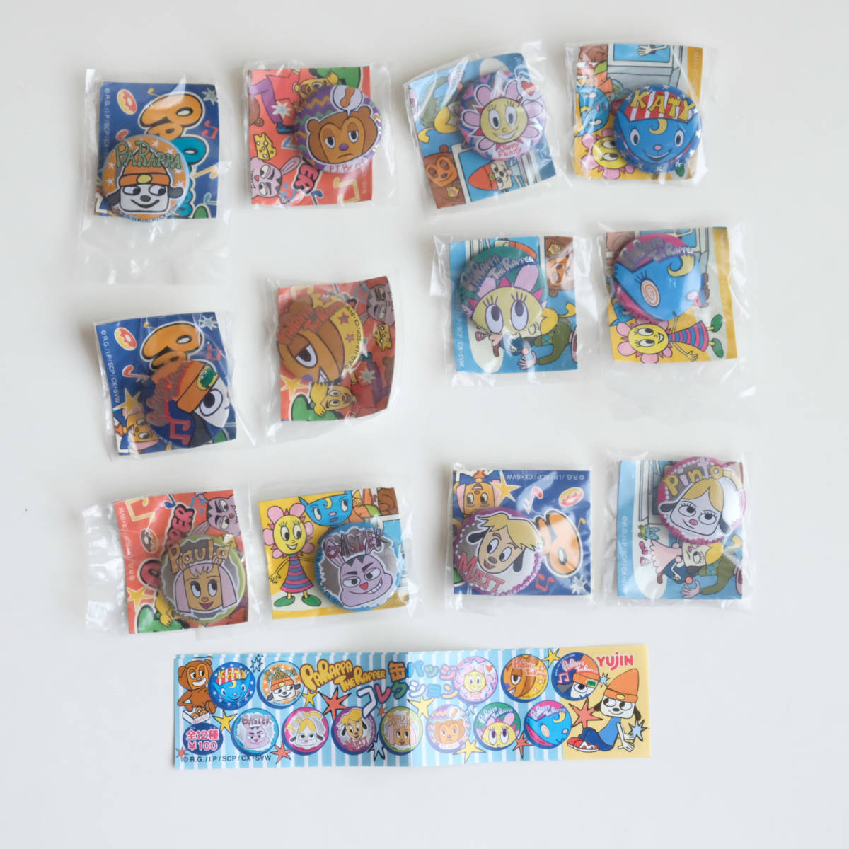 パラッパラッパー 全12種揃い PJベリー 缶バッジ YUJIN サニーファニー 