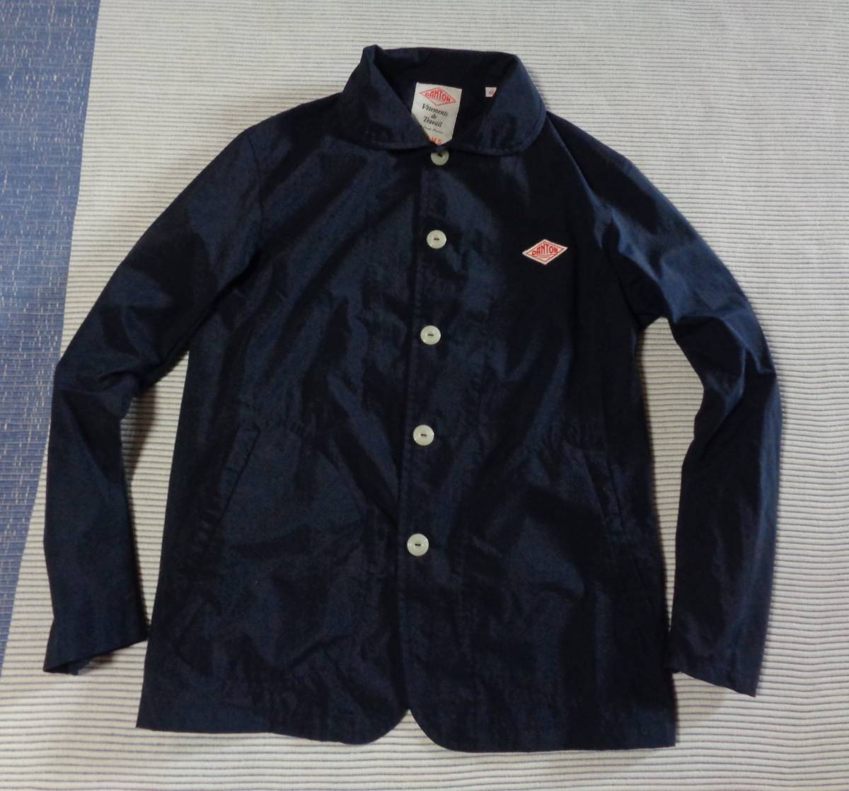 DANTON ダントン ウールモッサコート 42（XL） ネイビー 胡桃ボタン