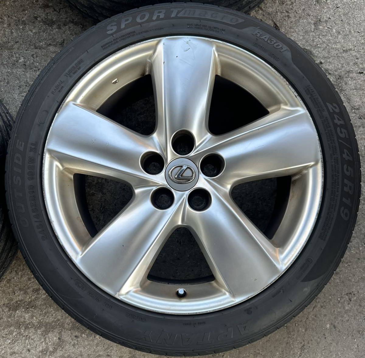 レクサスLS460 バージョンS純正19インチホイール19×8J PCD120 タイヤ 