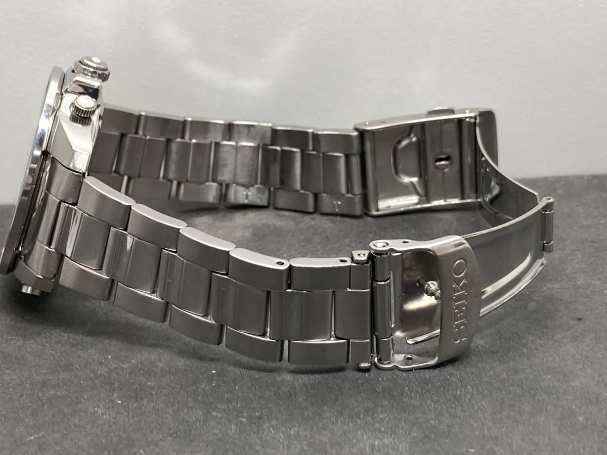 1円～稼働品・SEIKO/セイコー クロノグラフ 100M ネイビー文字盤 7T32 
