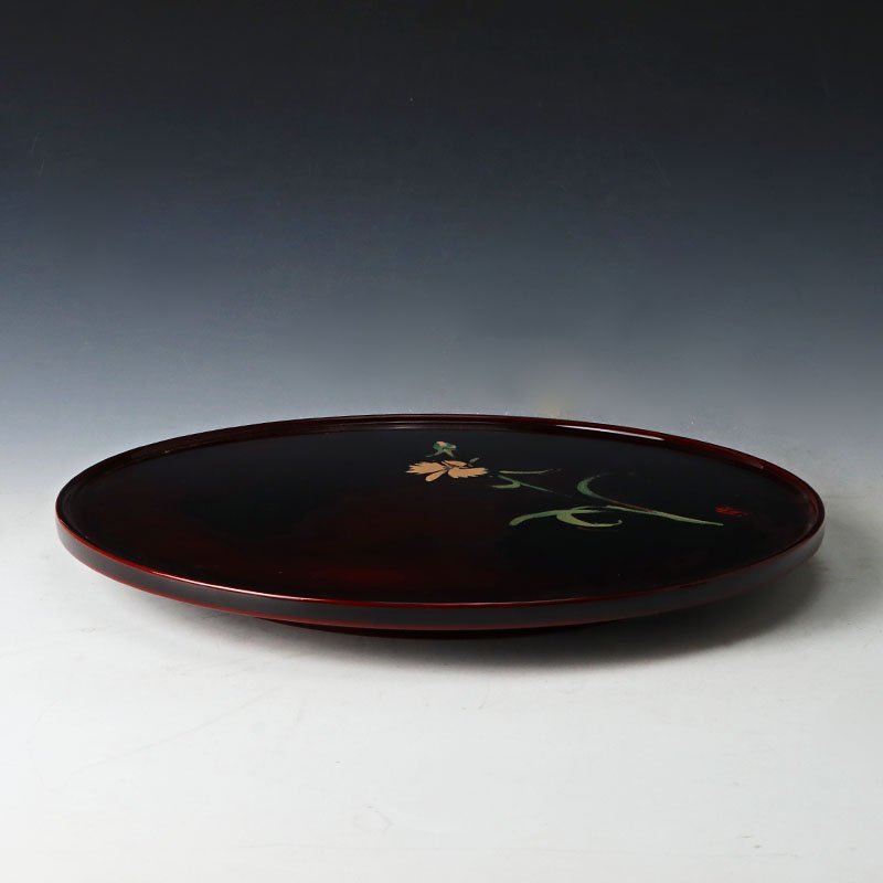 都屋】20 輪島塗 吠木正樹作 波千鳥沈金 飾棚 銀金具 高さ 約87cm 幅