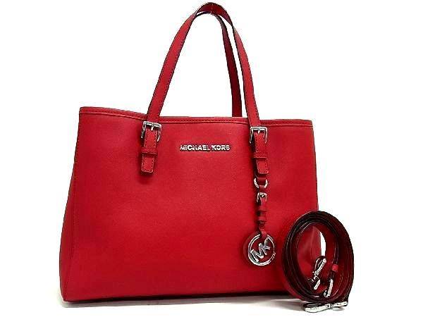 1円 ■極美品■ MICHAEL KORS マイケルコース レザー 2WAY クロスボディ ショルダーバッグ ハンドバッグ レディース レッド系 BD8845
