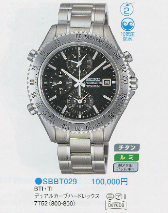 SEIKO 7T52-8000 SBBT029 スピードマスター TITANIUM 世界初1/100秒