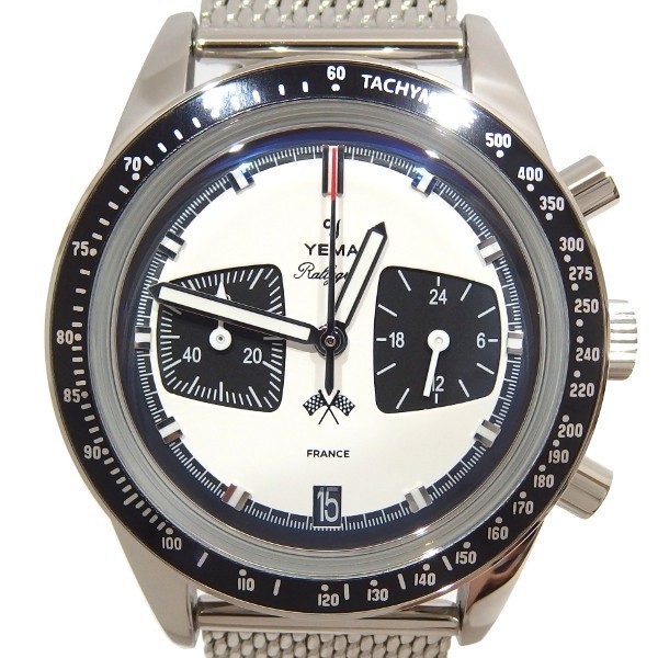 極美品☆YEMA Rallygraf Meca-Quartz Panda YMHF1580-BM クロノグラフ 