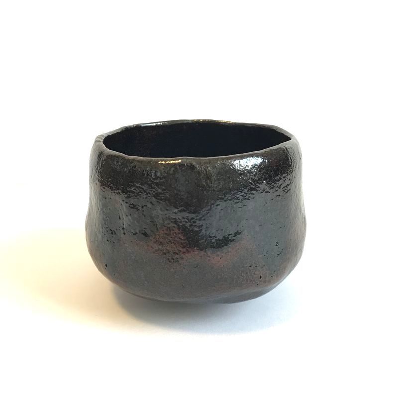 京都 楽焼窯元 三代 昭楽 佐々木昭楽 造 曙 朱釉茶碗 黒茶碗 茶碗 抹茶 
