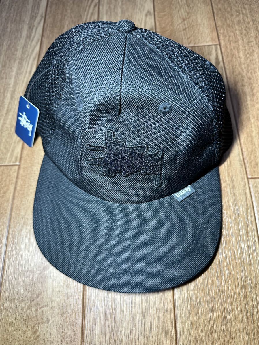 Old Stussy Capキャップ メッシュデカロゴブラック黒ビンテージ