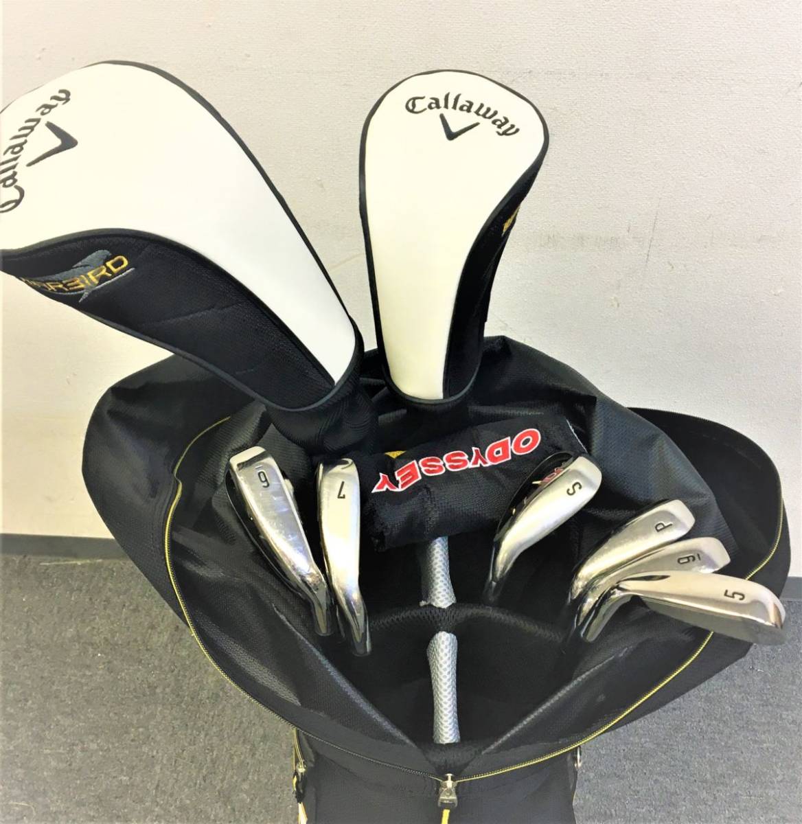 Y031-T074734-1▲ キャロウェイ バッグ アイアン 5/6/7/8/9/S/P ドライバー シャフト WARBIRD フレックス R パター 男性右利き用 ゴルフ ③