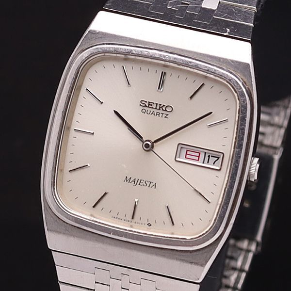 1円 稼働 良品 セイコー QZ 9063-5010 マジェスタ デイデイト スクエア 