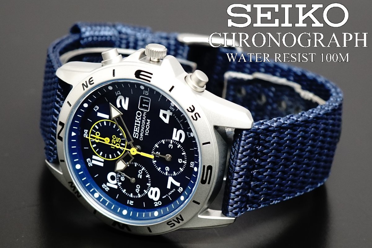 1円～ 1スタ セイコー 正規品 海外モデル SEIKO 逆輸入 ネイビー 