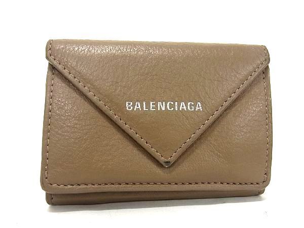 1円 BALENCIAGA バレンシアガ 391446 ペーパーミニ レザー 三つ折り