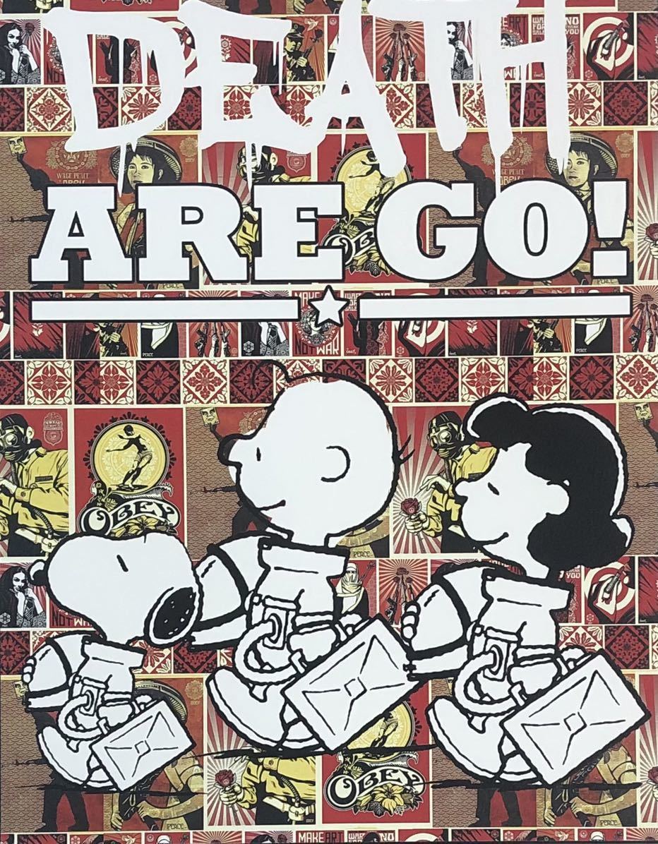 【クラウン 額装セット】【DEATH NYC 】SNOOPY＆FAMILY DEATH NYC ltd signed framed art print 45x32cm Charlie Brown Snoopy