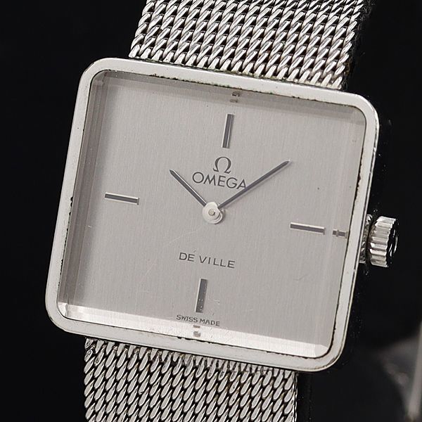1円 稼働 オメガ デビル シルバー スクエア 手巻 NBY0624 メンズ腕時計