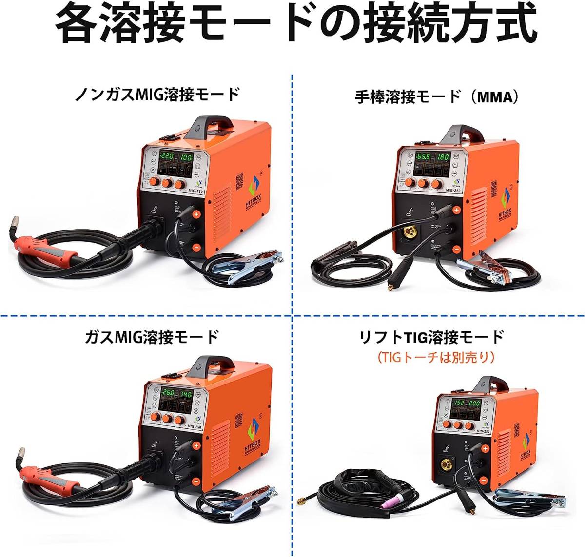 溶接機 HITBOX MIG 半自動 200A 100v 100V&200V 100V MIG-250新品 