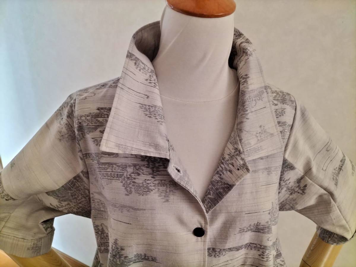 着物リメイク♪ハンドメイド♪紬シャツカラー前開きワンピース 着物リメイク♪ハンドメイド♪紬シャツカラー前開きワンピース