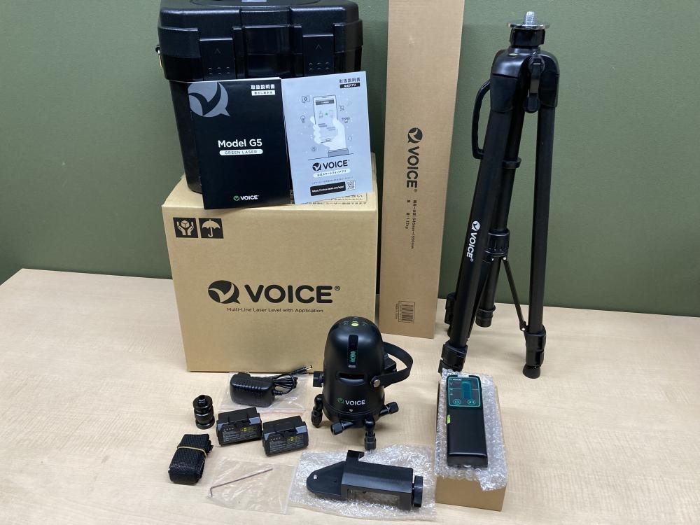 018☆未使用品☆VOICE ボイス レーザー墨出し器 受光器＋三脚セット G5 