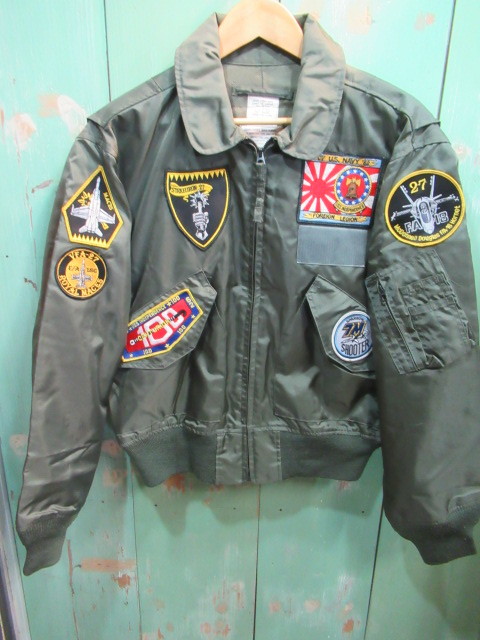 美品 HOUSTON ヒューストン CWU-36P M ワッペンカスタム ミリタリージャケット 10個 初期型肩切替あり GRIPPERジップ