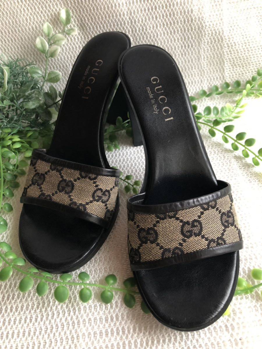 越後水草】◇GUCCI◇グッチ◇GG柄 キャンバス◇チャンキーヒール